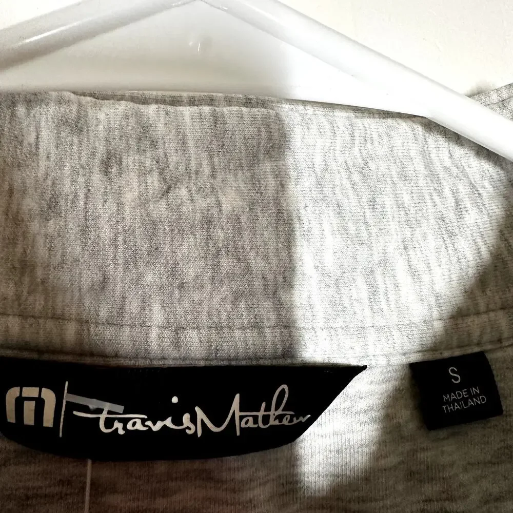Travis Mathew Cash Out Fleece Jacket Mock Neck Athletic Heather Gray Small